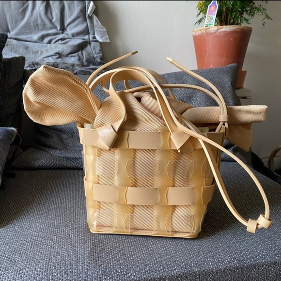 NWOT CHARLES & KEITH See-Through Woven Bucket Bag - Picture 9 of 11